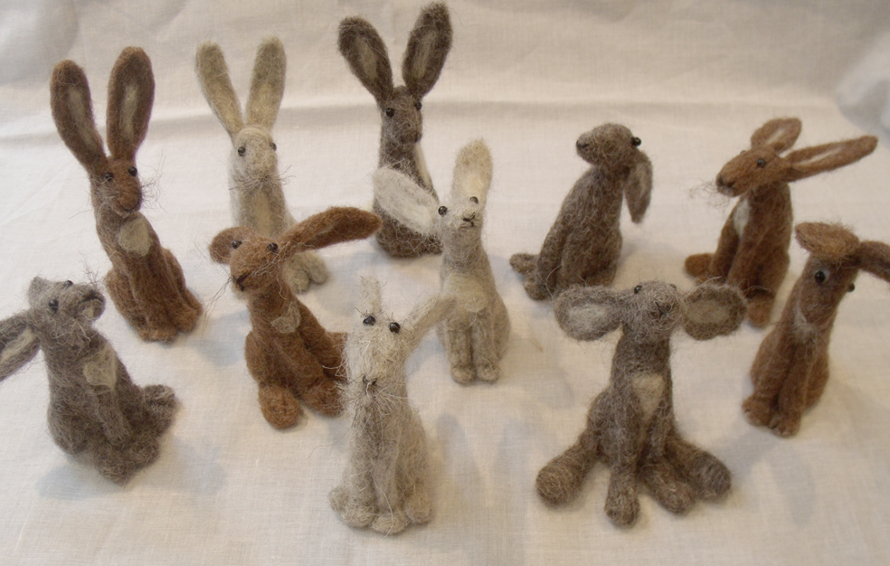OOAK example only Lievres now sold Needle Felted March Hares Boxing Hares 